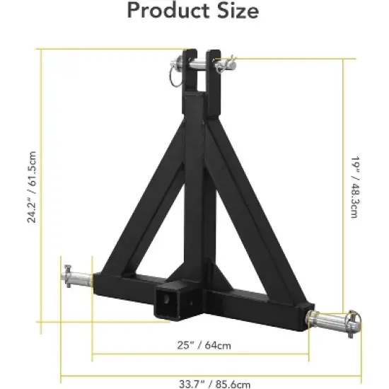3 Point Hitch 2&iexcl;&plusmn; Receiver Quick Hitch Compatible,3 Pt Quick Hitch Farm Equipment and Subcompact Trailer Hitch for Tractor image {6}