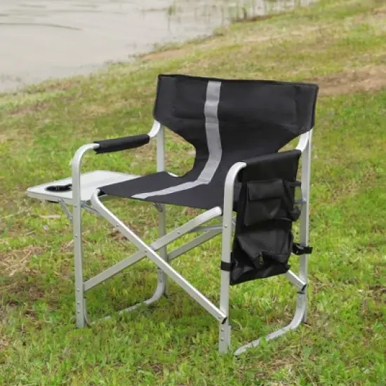 Dolonm Padded Folding Outdoor Chair with Side Table, Storage Pockets, Lightweight Directors Camping Chair for Indoor, Outdoor,Picnics image {1}