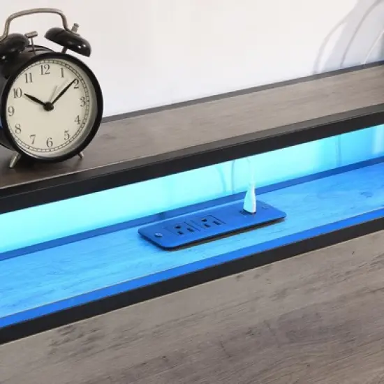 Okak Platform Bed Frame with Storage Headboard Bed with Charger Station and LED Light No Box Spring Needed Noise-Free Metal Slats image {5}