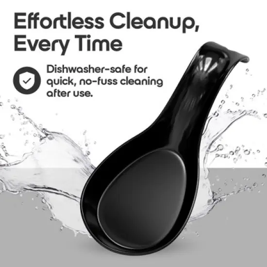 Omniware Simsbury Spoon Rest - Stoneware Kitchen Spoon Holder, Heat-Resistant with Lead-Free Glaze, 8.25&rdquo; with Arched Handle, Dishwasher Safe (Black) image {5}