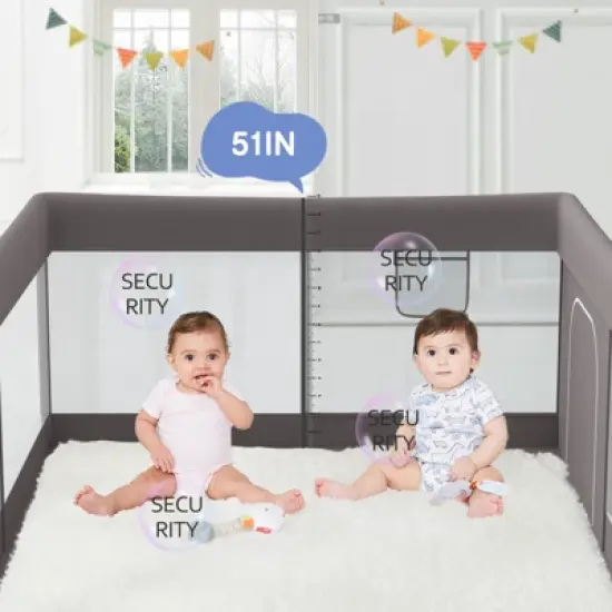 Large Baby Playpen &ndash; 47&times;47in Toddler Play Yard, Indoor Activity Fence for Apartments, Safe & Spacious Play Area image {3}