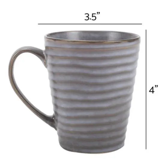 Elanze Designs Modern Chic Ribbed Ceramic Stoneware Dinnerware Mugs Set of 4 - Slate Grey image {3}