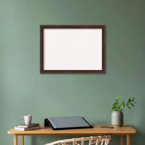 31"x23" Narrow Wood Frame White Cork Board Warm Walnut - Amanti Art: Wall-Mounted, Custom Crafted image {5}