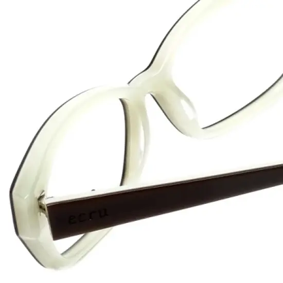 Ecru Authentic Designer Reading Glasses Bowie-002-50mm Brown Layered Ivory White image {3}