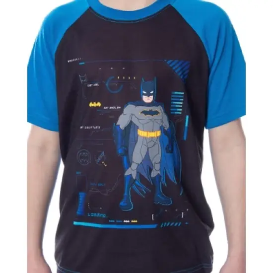 DC Comics Boys' Batman Spec Readout Short Sleeve Shirt and Shorts Pajama Set Bat Specs image {2}