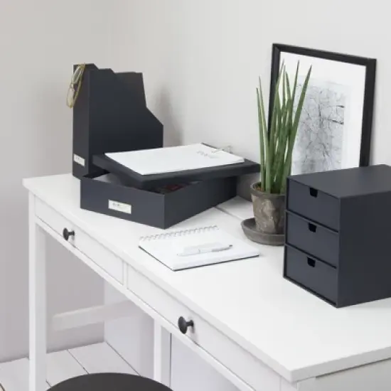 Bigso Ingrid 3-Drawer Fiberboard Desk Organizer | Stackable Desktop Storage for Office Supplies image {7}