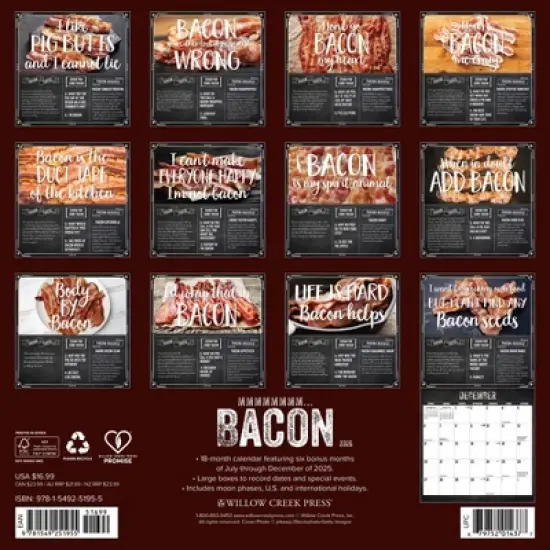 Willow Creek Press 2026 MMMMMMMM Bacon Wall Calendar image {1}