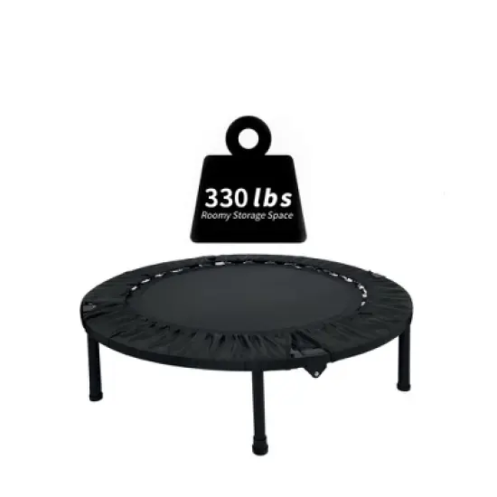 NAYSAYE Trampoline with Safety Enclosure for Backyard Fitness and Fun for Outdoor Activities, Black, 39.37"*39.37"*8.26" image {2}