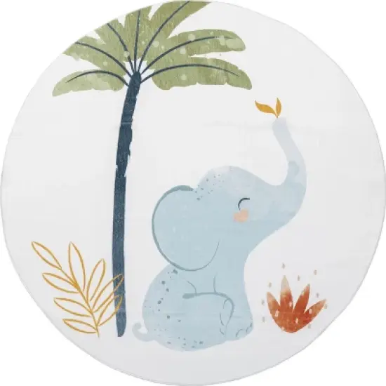nuLOOM Elain Cheerful Elephant Machine Washable Kids Area Rug image {9}