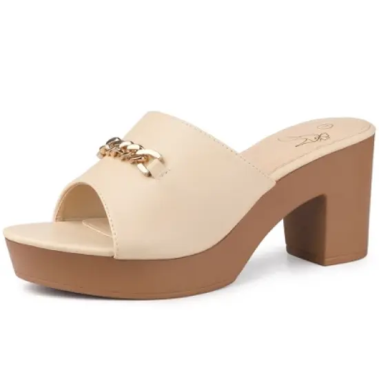 Perphy Open Toe Platform Block Heel Slides Sandals for Women image {6}