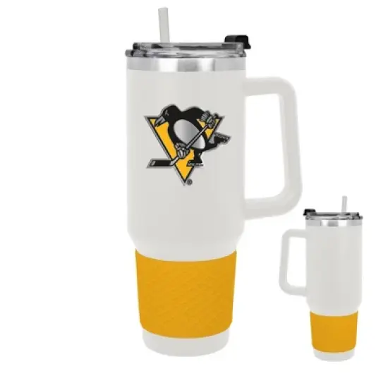 NHL Pittsburgh Penguins White Colossus Travel Mug with Team Color Silicon Gripe - 40oz image {2}