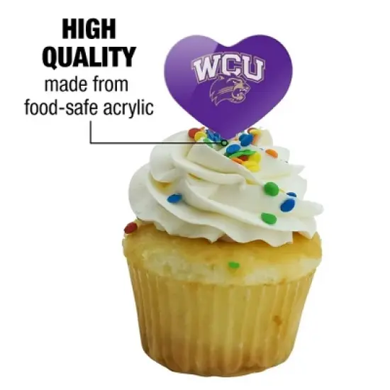 Western Carolina Primary Logo Heart Love Cupcake Picks Toppers Decoration Set of 6 image {2}