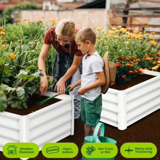 Garvee 2 Pack Raised Garden Bed, 6x3x1.5FT Galvanized Raised Bed, Outdoor Planter Beds with Safety Edge and Open Base for Vegetables Flowers image {7}