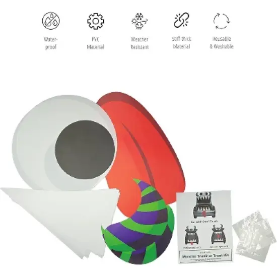 4E&rsquo;s Novelty Monster Trunk or Treat Car Decoration Kit &ndash; Huge Eye Monster, PVC Halloween Car & SUV Outdoor Decorations, Garage Door & Party Decor image {6}