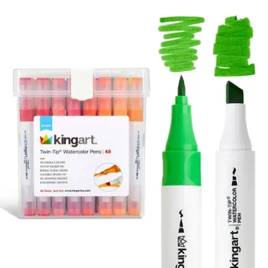KINGART Twin-Tip&trade; Watercolor Pens 48 Colors image {6}