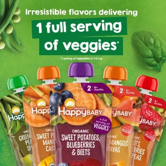 Happy Baby Organics Clearly Crafted Stage 2 Green Beans, Spinach & Pears - 4oz image {3}