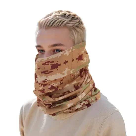 Unique Bargains Sunscreen Camouflage Pattern Face Scarf Mask Brown Yellow 1 Pc image {4}