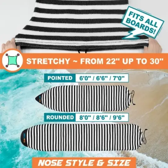 SUN CUBE Surfboard Sock Cover, Surf Bag for Surfing Board, Protective Stretchy Sock Sleeve Longboard Hybrid Shortboard image {5}
