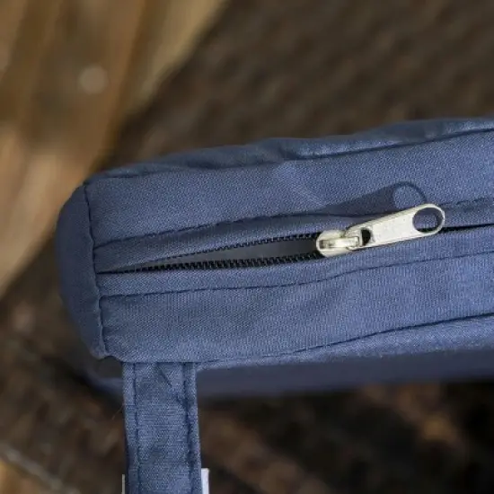 Resenkos Outdoor Dining Room Chairs, Patio Kitchen Chairs,4 PE Rattan Outdoor Dining Chairs with Cushions, Blue Blue, 22" x 23.5" x 37.5" image {2}