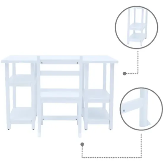 Fantasy Fields -  Kids wooden Desk & Chairs set with shelves on the side  - White image {5}