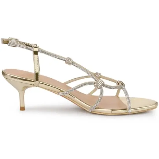 Allegra K Women's Rhinestone Strappy Slingback Stiletto Heel Sandals image {5}