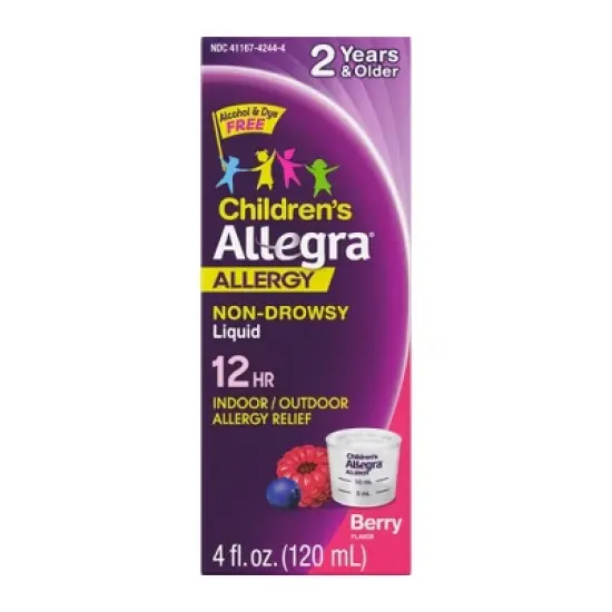 Children's Allegra 12 Hour Allergy Relief Liquid - Berry Flavor - Fexofenadine Hydrochloride image {8}