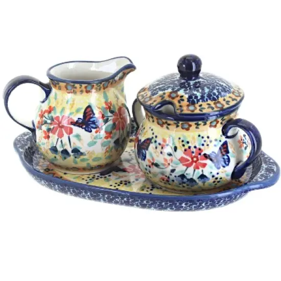 Blue Rose Polish Pottery K091 Manufaktura Cream & Sugar Set image {3}