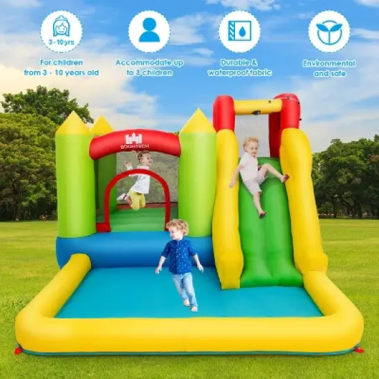 Costway Inflatable Bounce House Water Slide Jump Bouncer with Climbing Wall and Splash Pool Blower Excluded image {4}