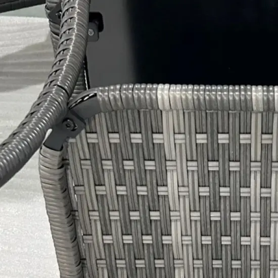 Outsunny 2-Tier Design Patio Wicker Coffee Table, Aluminum, Glass Top Side Table image {4}