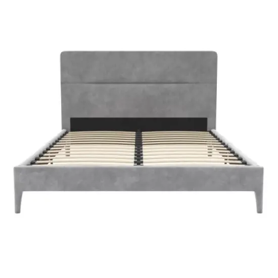 Westerleigh Upholstered Platform Bed with Minimalist Tufted Headboard Light Gray - CosmoLiving by Cosmopolitan image {6}