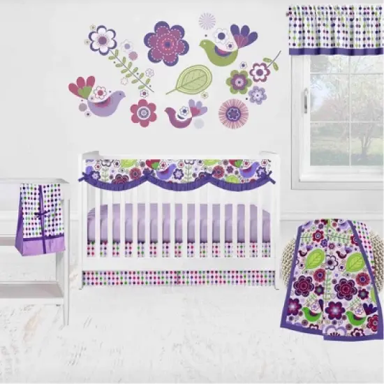 Bacati - Botanical Purple Crib Rail Guard Covers set of 2 image {3}