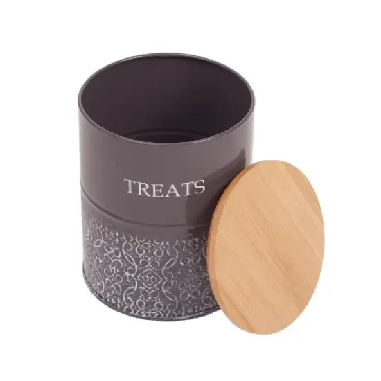 Country Living Set of 2 Volcanic Gray Carbon Steel Dog Treat Containers &ndash; Dog Treat Canisters, Elegant & Stylish Organization image {4}