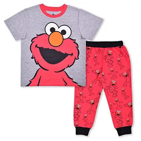 Sesame Street Boy's 2-Piece Short Sleeve Graphic Tee Shirt and Printed Jogger Pant Set for toddler image {5}