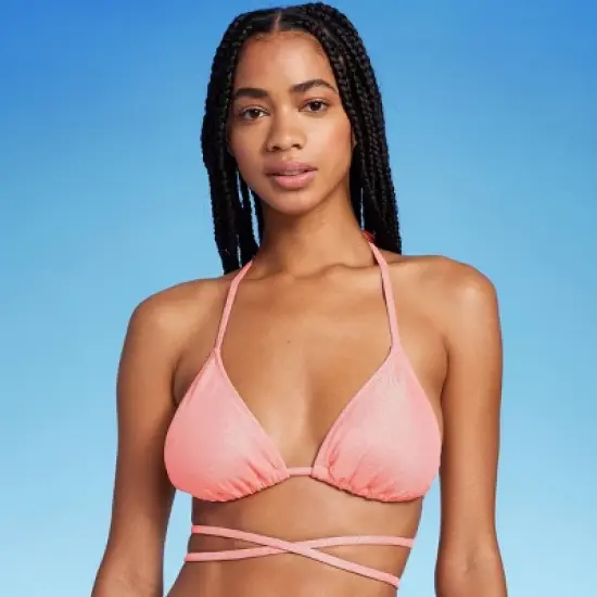 Women's Triangle Wrap Bikini Top - Wild Fable&trade; Pink Lurex image {2}