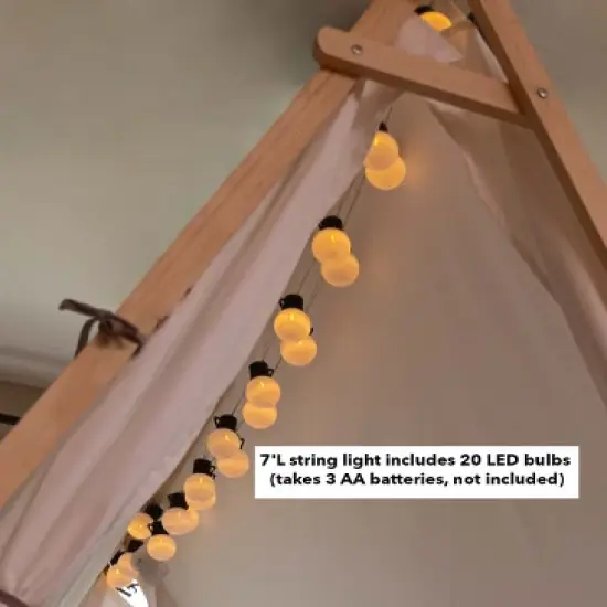 HearthSong 7'L LED Outdoor-Rated String Lights with 20 Bulbs, For Use With Indoor or Outdoor Playspaces and Tents image {2}
