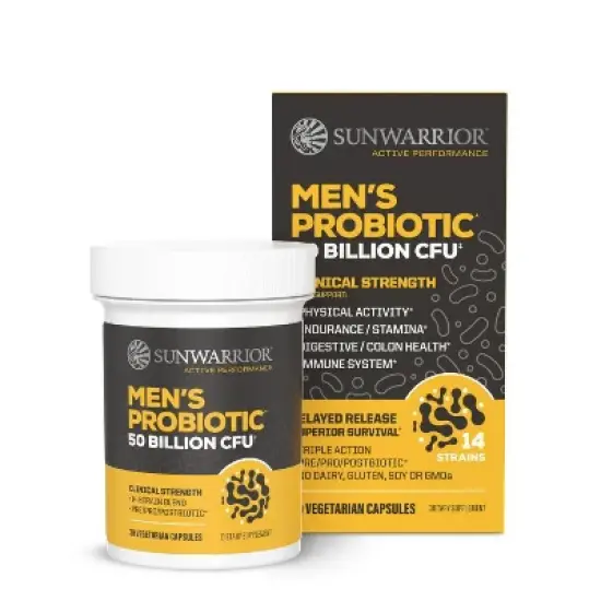 Active Men's Probiotic Capsules, 50 Billion CFU Probiotic Supplement for Digestive & Immune Health Support, Sunwarrior, 30ct image {6}