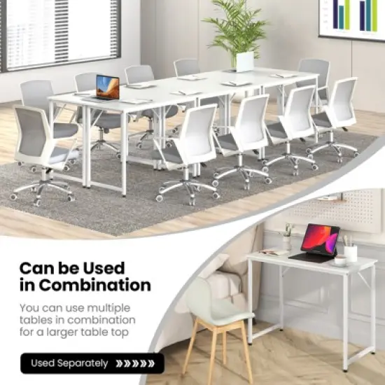 Costway Set of 2 / 4 /6 Conference Tables Rectangular Meeting Room Table for School or College Boardroom Desk Study Computer Desk White / Black image {5}