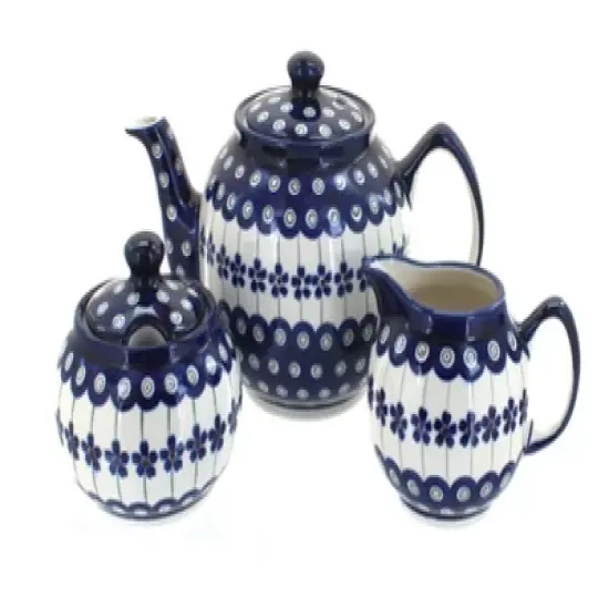 Blue Rose Polish Pottery 5960 Zaklady 3 PC Tea Set image {2}