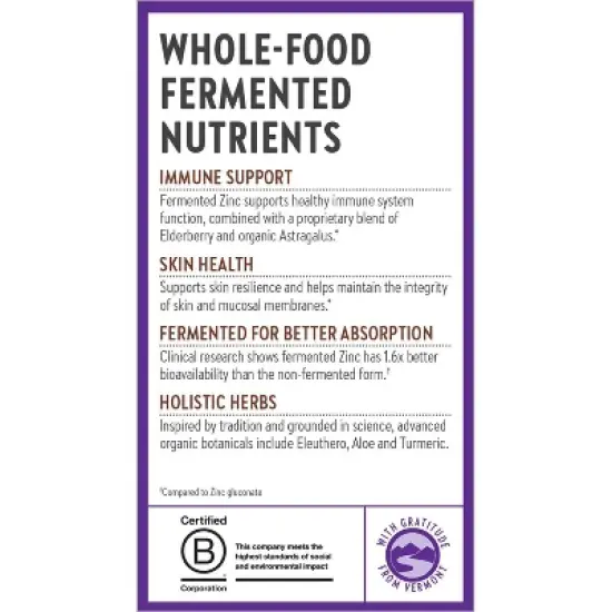 New Chapter Fermented Zinc Daily Supplement for Immune Support + Skin Health - 30 ct image {6}