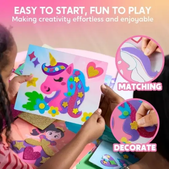 Joyfy Foam Art Kit for Kids, No Mess DIY Arts and Crafts with 6 Boards and 800+ Stickers, Creative Toy Birthday Gift for Girls Age 3+ image {4}