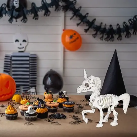 Unicorn Halloween Skeleton Decoration Tabletop Indoor Outdoor Decorations, Creepy Posable Figurine, 7 Inches image {2}