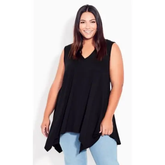 Women's Plus Size V Neck Swing Tank - black | AVENUE image {3}