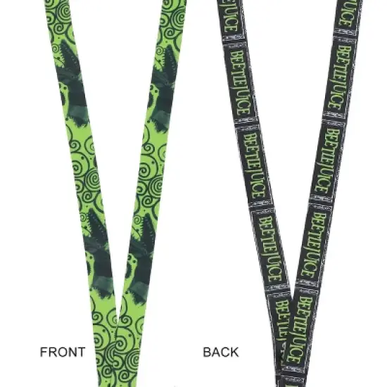 Beetlejuice Green Logo 22-inch Lanyard with Clear ID Sleeve and Rubber Charm image {3}