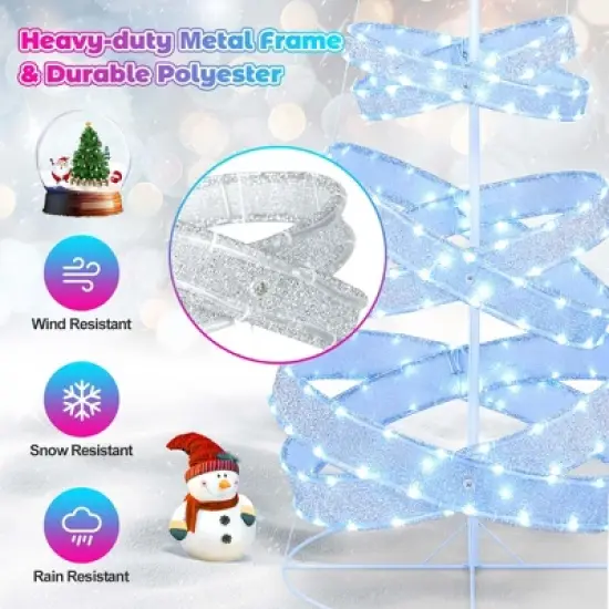 Costway 7 FT Outdoor Spiral Christmas Tree Pre-lit Christmas Tree with 341 LED Lights image {5}