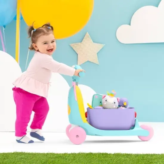 Skip Hop Kids' 3-in-1 Ride On Scooter and Wagon Toy - Unicorn image {3}