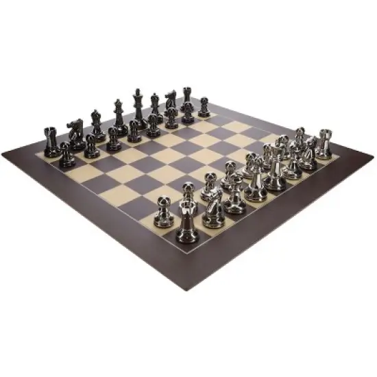 Bobby Fischer&reg; Metal Ultimate Chess Set with Deluxe Wooden Chess Board 21.75 in. image {2}