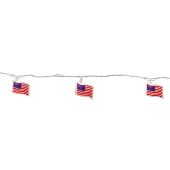 Northlight American Flag Patio Light Set - 7.5' White Wire - 10ct image {5}
