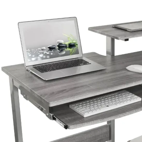 Complete Computer Workstation Desk Gray - Techni Mobili image {12}