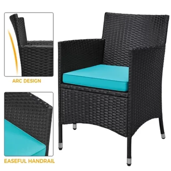 Yaheetech Wicker Rattan Coffee Table and Two Chairs Patio Conversation Set image {5}