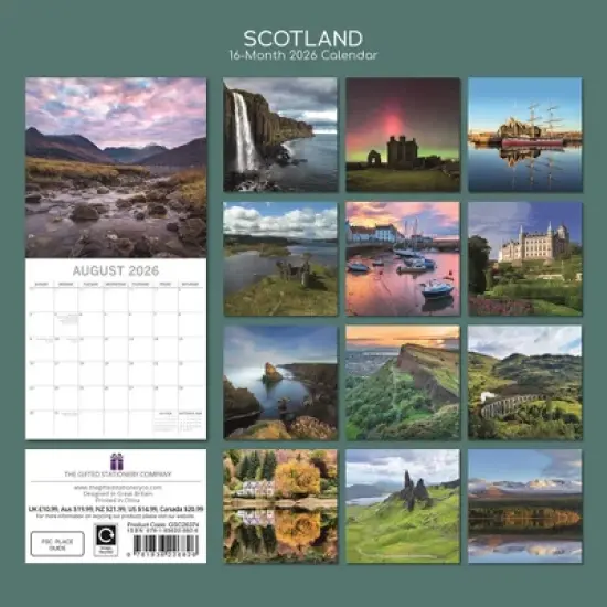 2026 Square Wall Calendar, Scotland, 16-Month Scenic Britain Theme with 180 Reminder Stickers (12x12 In) image {3}